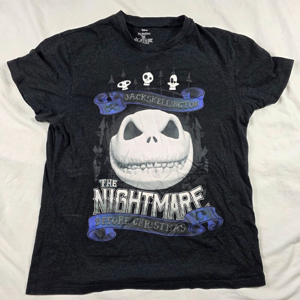 Disney Nightmare Before Christmas Jack Skellington Mens Large Black Shirt Holida